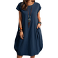 Women's Cotton Linen Loose Casual Pocket Dress