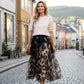 Women's Two-Piece Sweater & Leopard Flowy Skirt Set