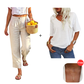 🔥👖Women's Relaxed Fit Linen Blend Pants – Classic Straight Leg Trousers