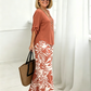 Women's V-Neck Blouse & Printed Wide-Leg Pants Set