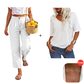 🔥👖Women's Relaxed Fit Linen Blend Pants – Classic Straight Leg Trousers