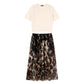 Women's Two-Piece Sweater & Leopard Flowy Skirt Set