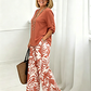 Women's V-Neck Blouse & Printed Wide-Leg Pants Set
