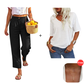 🔥👖Women's Relaxed Fit Linen Blend Pants – Classic Straight Leg Trousers