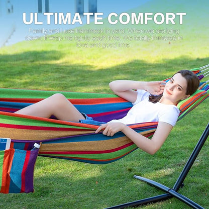 Reinforced & Multi-Person Striped Hammock