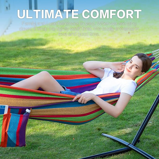 Reinforced & Multi-Person Striped Hammock