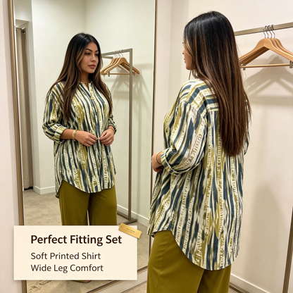 Women Tie Dye V Neck Roll Up Sleeve 2 Piece Matching Pants Set