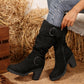 Women's Ruched Round Toe Knee High Boots