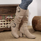 Women's Ruched Round Toe Knee High Boots