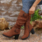 Women's Ruched Round Toe Knee High Boots