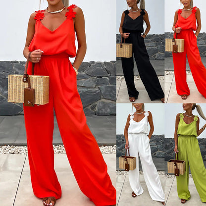 🏝️Summer Sale 50% Off💖Women's Sleeveless Wide Leg Jumpsuit