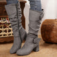 Women's Ruched Round Toe Knee High Boots