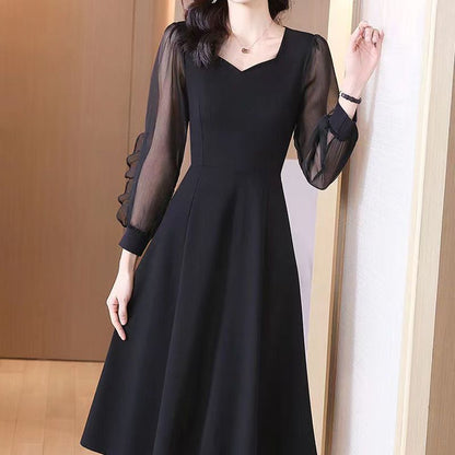 Lady’s High-end Elegant Slim Hepburn-style Black Dress