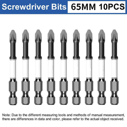 65mm Single Head Hexagon Shank Screwdriver Bits - 10 PCS Set