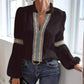 Women's Ethnic Style V-Neck Long Sleeve Shirt