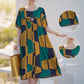Women’s Oversized Stylish Print Short-sleeve Dress with Pockets