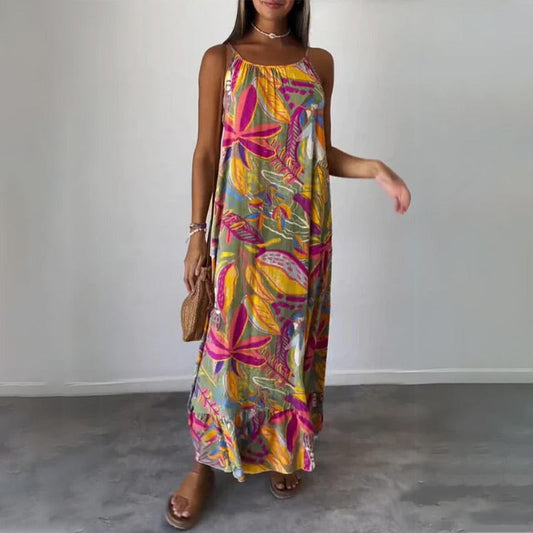 Printed Sleeveless Long Dress