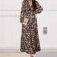Women's Floral V-Neck Long Sleeve Flowy Dress