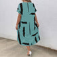 Women's Summer V-Neck Bat Sleeved Loose Dress