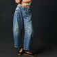Women's Retro Mid-Rise Curved Wide-Leg Jeans