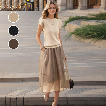 Women's Elegant Top & Long Skirt Two Piece Set