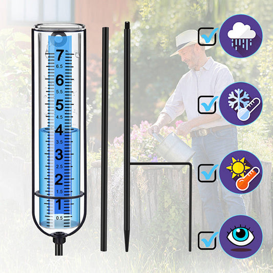 7inch Adjustable Outdoor Rain Gauge with Metal Stake