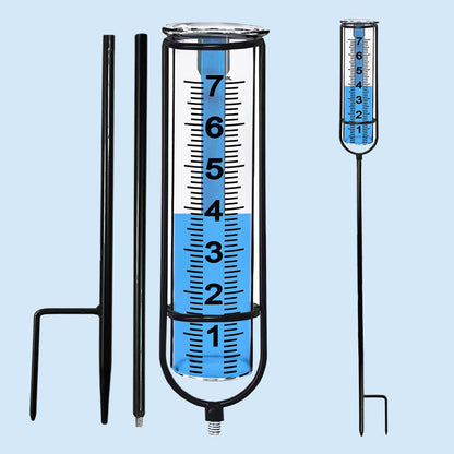 7inch Adjustable Outdoor Rain Gauge with Metal Stake