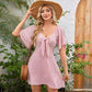 Elegant Deep V Neck Bow-Tie Mini Dress