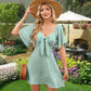 Elegant Deep V Neck Bow-Tie Mini Dress