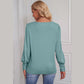 Women's Classic Crew Neck Bubble Sleeve Casual Top