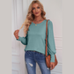Women's Classic Crew Neck Bubble Sleeve Casual Top