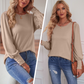 Women's Classic Crew Neck Bubble Sleeve Casual Top