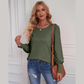 Women's Classic Crew Neck Bubble Sleeve Casual Top