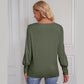 Women's Classic Crew Neck Bubble Sleeve Casual Top