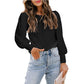 Women's Classic Crew Neck Bubble Sleeve Casual Top