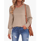 Women's Classic Crew Neck Bubble Sleeve Casual Top