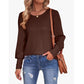 Women's Classic Crew Neck Bubble Sleeve Casual Top