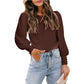 Women's Classic Crew Neck Bubble Sleeve Casual Top