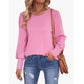 Women's Classic Crew Neck Bubble Sleeve Casual Top