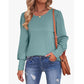 Women's Classic Crew Neck Bubble Sleeve Casual Top