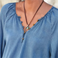 Casual Denim Blue V-Neck Shirt for Women