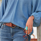 Casual Denim Blue V-Neck Shirt for Women