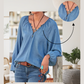 Casual Denim Blue V-Neck Shirt for Women