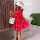 Ruffle Sleeve V-Neck Printed Dress