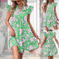 Ruffle Sleeve V-Neck Printed Dress