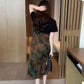 Printed V Neck Loose Midi Dress