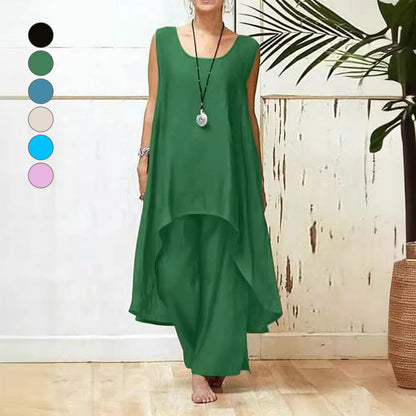Irregular Sleeveless Loose Two Piece Set