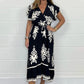 Summer Ruffle Sleeves Tie V-Neck Dress For Plus Size Girls