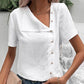 Unique Soft Irregular V-Neck Button Down Tops