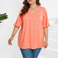 Plus Size Summer Breathable Soft V-Neck Orange Top for Ladies